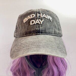 Bad Hair Day Black Soot Adjustable Strapback Dad Hat With Multicolor Brim